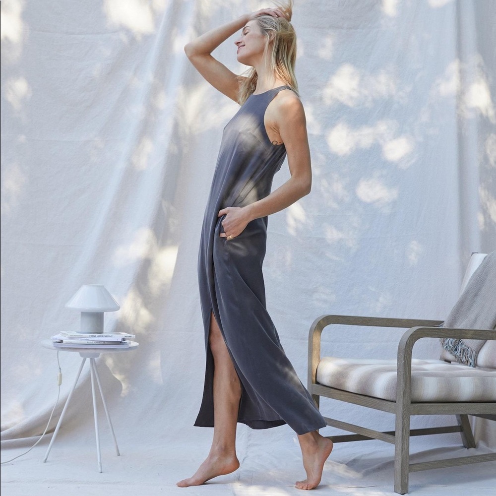 Lunya Washable Silk Racer Dress, Meditative Grey - Picture 4 of 6